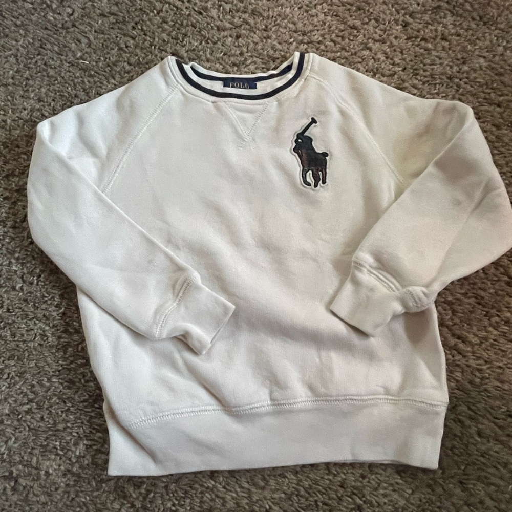 Polo by Ralph Lauren Kids Cream Logo Crewneck Sweatshirt | Size 5